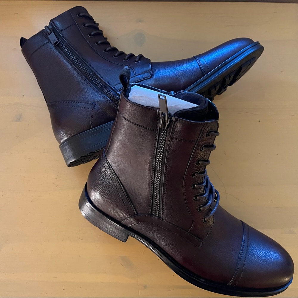 Kenneth Cole New York Men's Brown Leather Zipper Boots